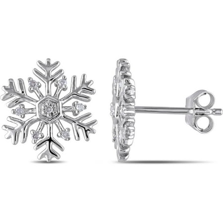 Miabella Diamond-Accent Sterling Silver Snowflake Earrings