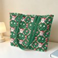 thumbnail image 3 of XYZCANDO Green Santa Printed Padded Shoulder Handbag Large Capacity Quilted Festive Tote for Christmas Shopping Travel Work Lightweight Durable Casual Daily Carry All Bag, 3 of 7