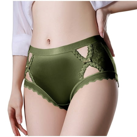 Bigersell Crotchless Underwear Clearance Open Crotch Panties High Cut Panty Style P-1921 Cotton Plus Size Panties Cotton Thongs Briefs Mid Waist Women s Briefs Green XL