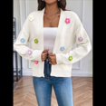 thumbnail image 4 of Suéteres Tipo Cárdigan Cortos para Mujer, Estilo Bohemio, con Bordado Floral de Crochet, de Gran Tamaño, con Frente Abierto, Prendas de Vestir Exteriores. XL, 4 of 8