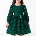 thumbnail image 2 of Tauxra Robe à Manches Longues avec Nœud en Maille pour Femmes, Élégante Col Rond Couleur Unie Jupe Décontractée et Confortable avec Détails Floraux, Polyvalente pour Fête et Usage Quotidien, 2 of 9