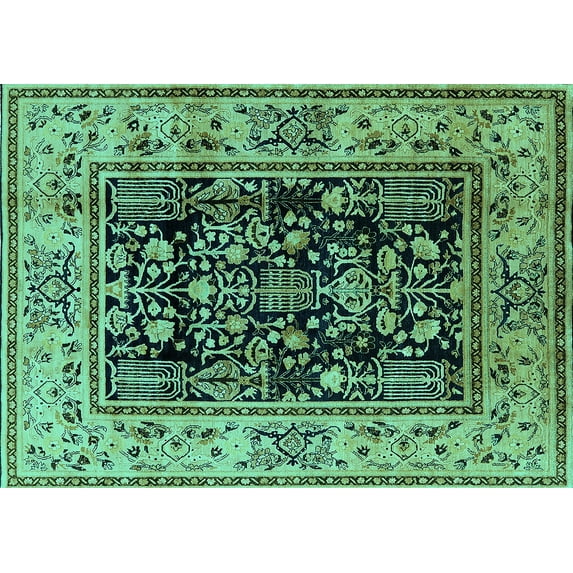 Ahgly Company Indoor Rectangle Oriental Turquoise Blue Industrial Area Rugs, 2' x 4'