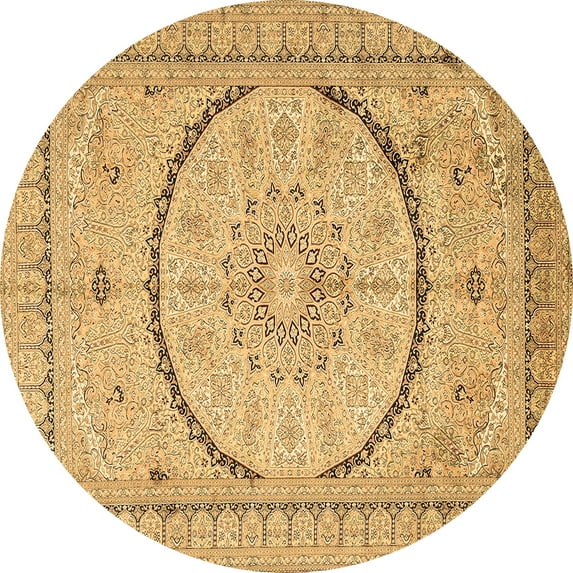 Ahgly Company Indoor Round Medallion Brown Traditional Area Rugs, 3' Round