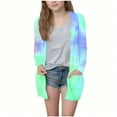 thumbnail image 3 of MKOSPLRT 5-14Y Long Cardigans for Girl Tie Dye Fall Cardigan Sweaters Open Front Long Sleeve Lightweight Cardigan Jacket with Pocket, 3 of 7