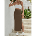 thumbnail image 2 of SOMER Skirts For Women Split Ribbed Knit Bodycon Skirt Waisted Side Slit Pencil Long Maxi Skirts, 2 of 7