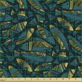 thumbnail image 2 of Ambesonne Tropical Fabric by the Yard Upholstery, Abstract Fish Ornament, 3 Yards, Dark Teal and Pale Coffee, 2 of 5