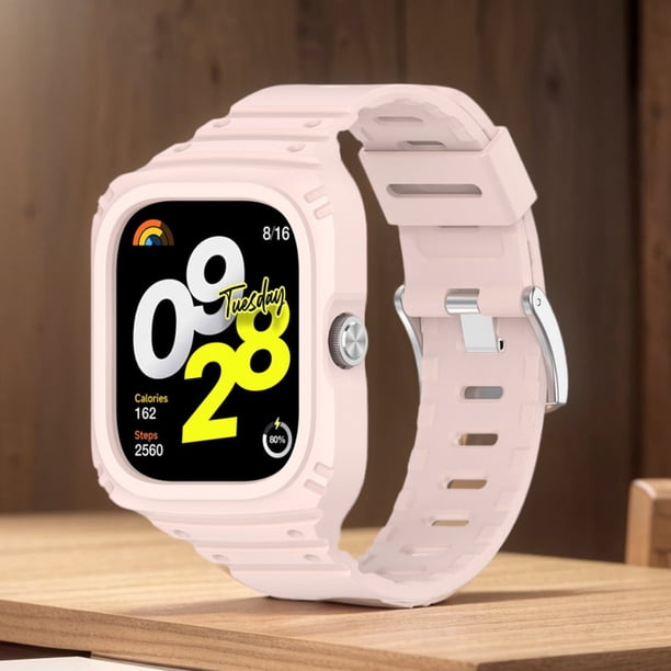 Mira La Correa Banda + Cubierta Protectora Caja Smart Watch Protector Y 2 en 1 4 Case Band Silicone Accesorios A Prueba Rojo