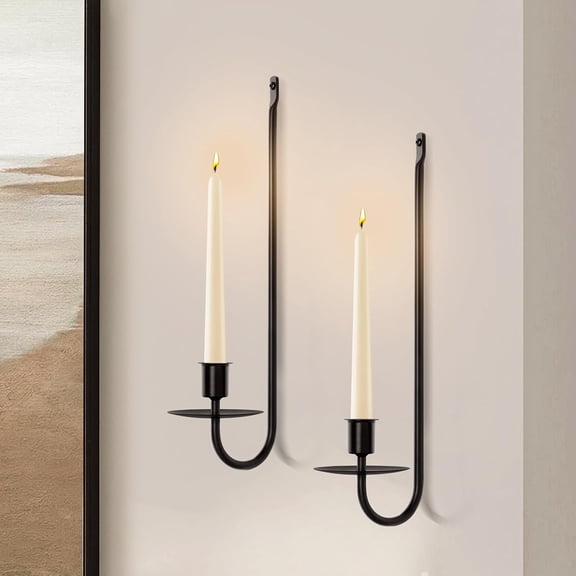 Metal Wall Candle Sconce Holder Set of 2, Taper&Pillar Candle Holder, Black