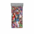 thumbnail image 2 of Ambesonne Colorful Fitted Sheet & Pillow Sham Set, Peacock Feather Animal, Queen, Green Blue Red, 2 of 3