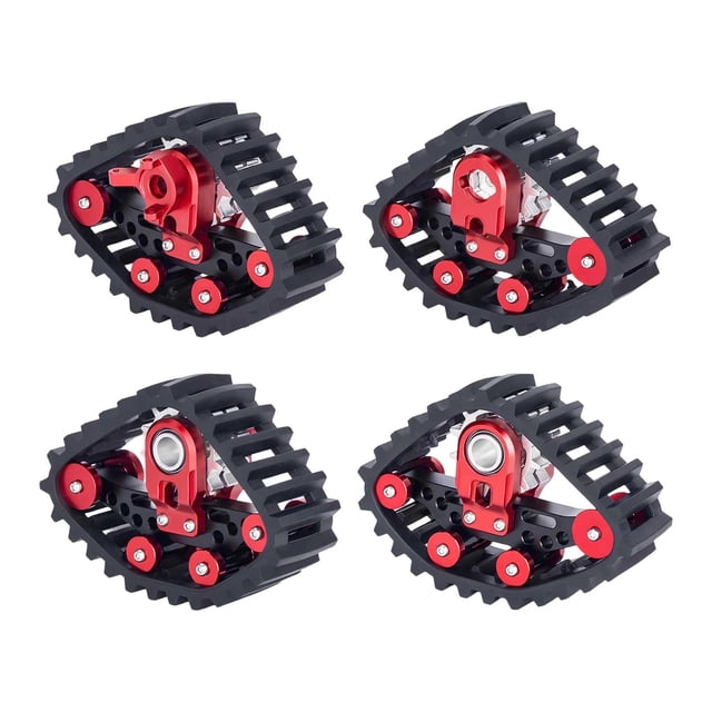HILABEE 4 Pcs 1/24 RC Crawler Roue de Piste de Neige Pneus Attachement Remplacement pour SCX24 Rouge