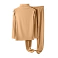 thumbnail image 2 of Tawop Women Thermal Underwear Base Layer Long John Set Winter Cold Weather Warm Top and Bottom(Khaki,L), 2 of 6