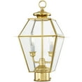 thumbnail image 7 of 9 inch 2 Light Polished Brass Outdoor Post Lantern Pendant Lighting Fixture with Clear Beveled Glass Shade backed with Hand Crafted Solid Brass material for patio, front porch, entryway and more, 7 of 7