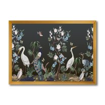 Designart 'Chinoiserie With Peonies and Birds IV' Traditional Framed Art Print
