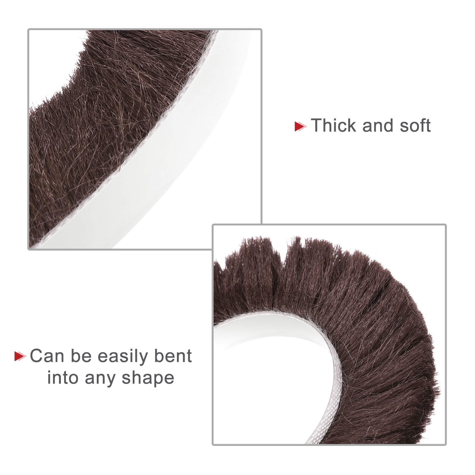 Uxcell Weather Stripping Brush, 65ft l x 0.35" W x 0.91" H Self-Adhesive Seal Weatherstrip Sweep Brush Brown for Door Window