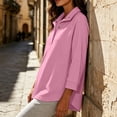 thumbnail image 5 of Sweatshirt for Women Dqueduo Women's Fall/Winter Casual Lapel Button-Front Sweatshirt – Three-Quarter Sleeves Pink L, 5 of 10