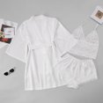 thumbnail image 4 of Tnhcen Women's Sexy Satin Sleepwear 3-Piece Set - Lace Bralette + Elastic Waist Shorts, Plus Size S-XL Silky Smooth Pajama Outfit, 4 of 7