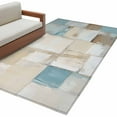thumbnail image 2 of Blue Beige Area Rug 3x5 FT, Non Slip Entryway Bedside Carpet, Modern Abstract Color Blocks Washable Soft Floor Carpet Indoor Mat Non-Shedding Throw Rug for Dorm Kitchen Home Office, 2 of 9
