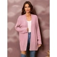 thumbnail image 5 of Womens Oversized Cardigan Sweaters Open Front Cable Knit Lantern Long Sleeve Chunky Outwear Coats Pink L, 5 of 10