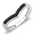 thumbnail image 1 of Dazzlingrock Collection 0.15 Carat (ctw) 10K Real Black Diamond Wedding Stackable Band Guard Chevron Ring, White Gold, Size 5.5, 1 of 1