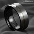 thumbnail image 2 of Tungsten Rings for Men Wedding Bands for Him 8mm Black Brushed Off Center Koa Wood, 2 of 8