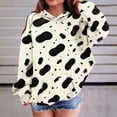 thumbnail image 2 of Kids Hoodie Fleece Cow Print Pullover with Pockets Warm Animal Hooded Sweatshirt, Long Sleeve,Cozy, Casual, Loose Fit, for Girls Ages 3-14 Years, 2 of 6
