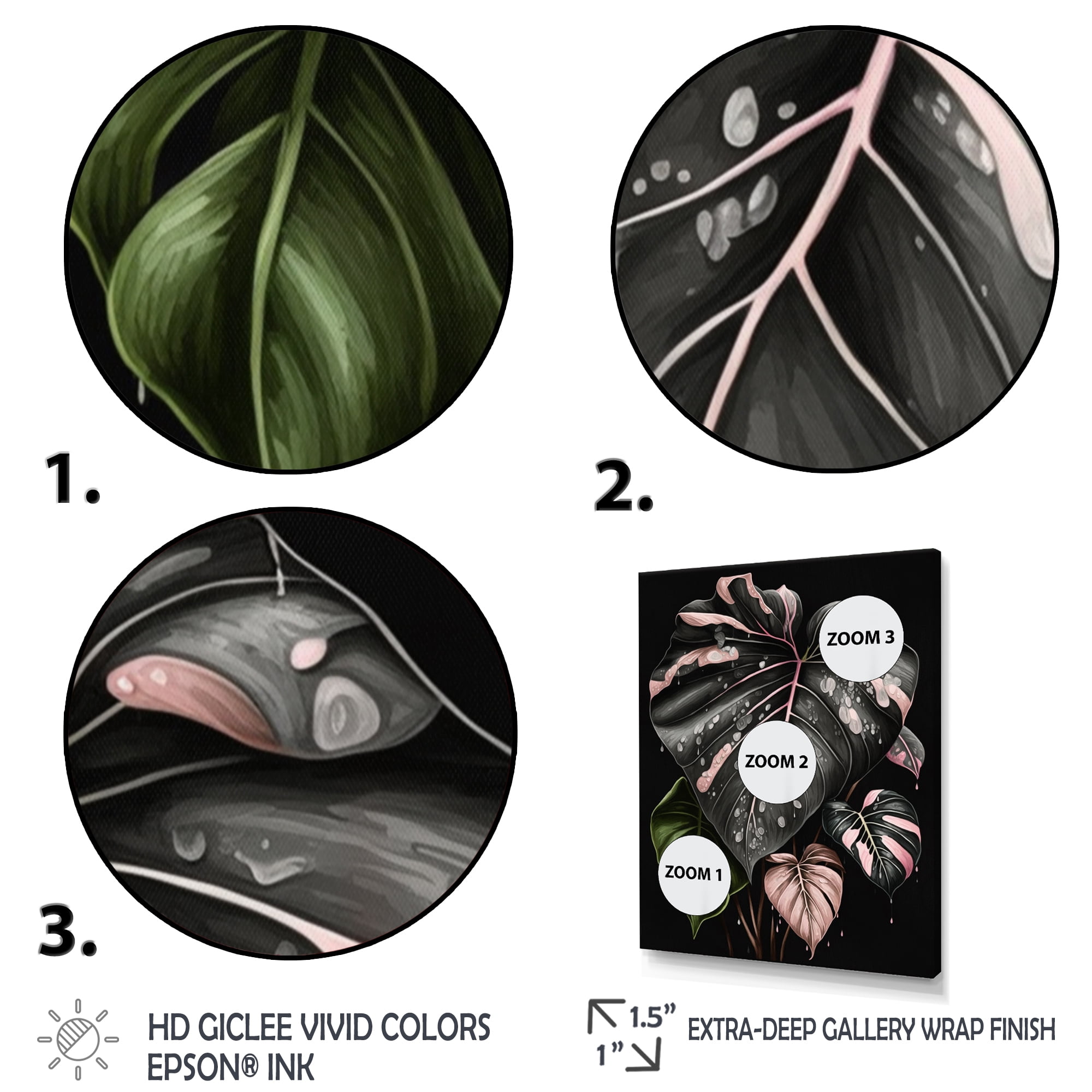 Designart Pink And White Philodendron Leaf I Canvas Wall Art