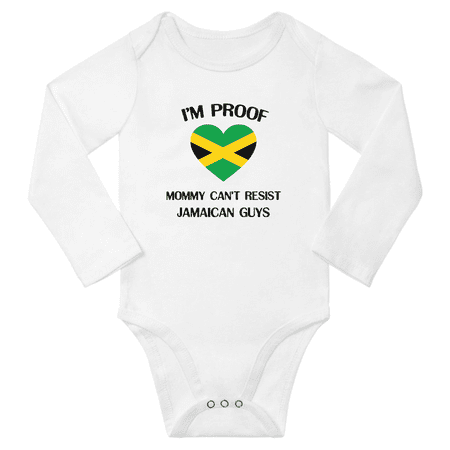 

I m Proof Mommy Can t Resist Jamaican Guys Baby Long Sleeve Bodysuit Romper (White 12 Months)