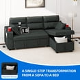 thumbnail image 5 of Dextrus Convertible Sofa Bed Sleeper Pull Out Sectional Couch with 2 Pillows, Sleeper Sofa with USB Ports, Dark Gray, 5 of 10
