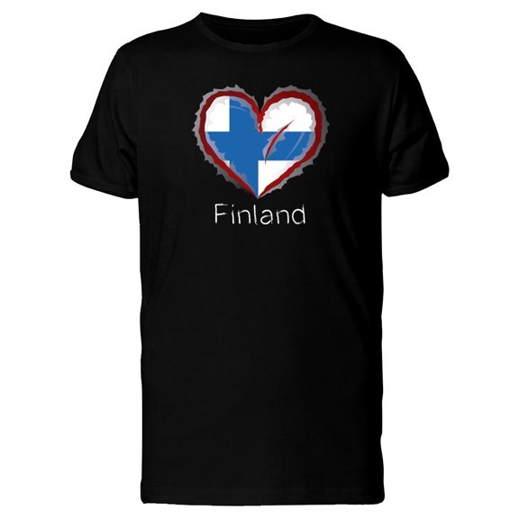 Finland Scratched Flag Heart Tee Men's -Image by Shutterstock