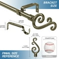 thumbnail image 5 of Urbanest Scroll Designer Single Curtain Rod – Decorative Metal Finials, 5/8" Diamter Drapery Hardware Set Window Treatments, 84" to 120", Antique Gold, 5 of 6