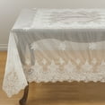 thumbnail image 2 of Saro Lifestyle 5284.W60S 60 in. Square Embroidered Floral Lace Beaded Antique Tablecloth, White, 2 of 4