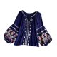 thumbnail image 2 of Blusa bordada para mujer, diseño bohemio suave, ideal para uso diario en interiores y playa. Azul, 2 of 9