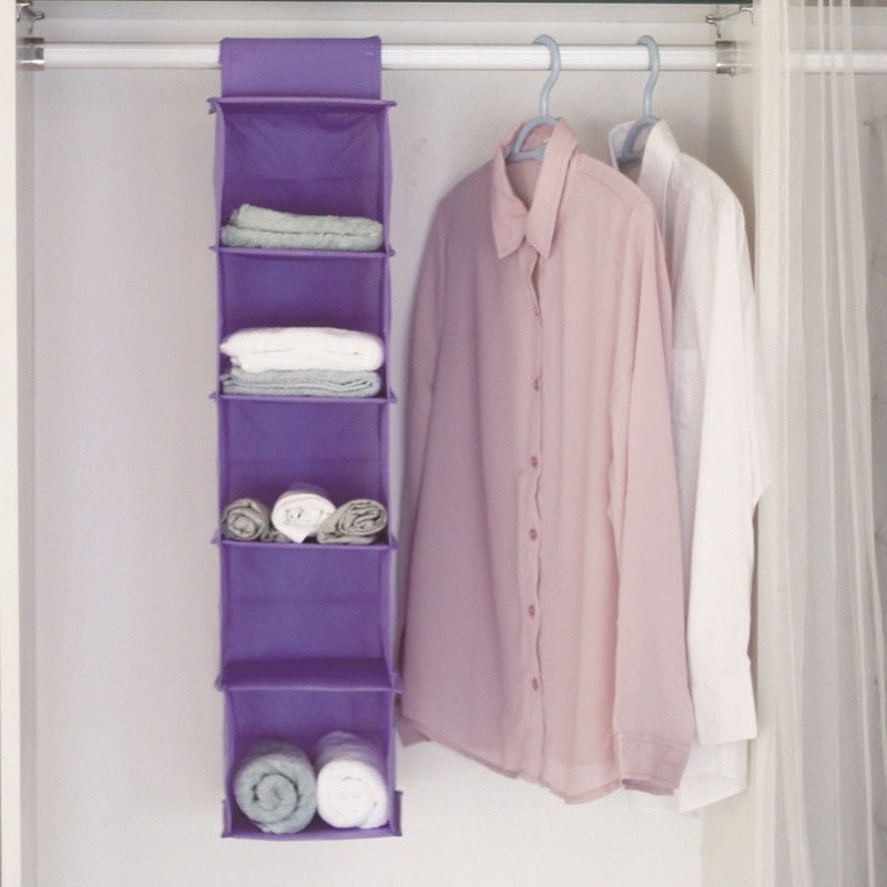 5-Shelf Fabric Hanging Wardrobe Closet Storage Organizer Cloth Bag Foldable - 0 ...
