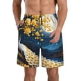 thumbnail image 2 of Uemuo Moonlit Golden Tree Peacock Pattern Men's Swim Trunks Hawaiian Beach Bathing Suit Swimsuits Beach Quick-Dry Shorts with Pockets-Small, 2 of 9