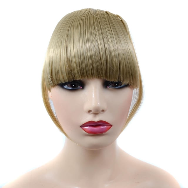 Pelucas con flequillo para mujer, peluca ondulada suelta, trenza, diadema, flequillo sintético, extensiones de cabello con flequillo térmico para mujer, un solo cepillo