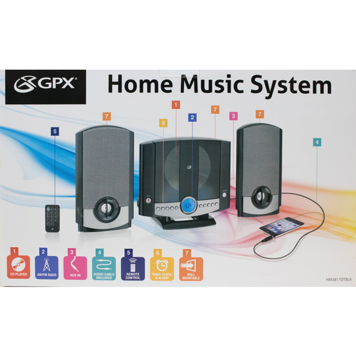 Renewed GPX HM3817DTBK Home Music System with Remote and AM/FM Radio 