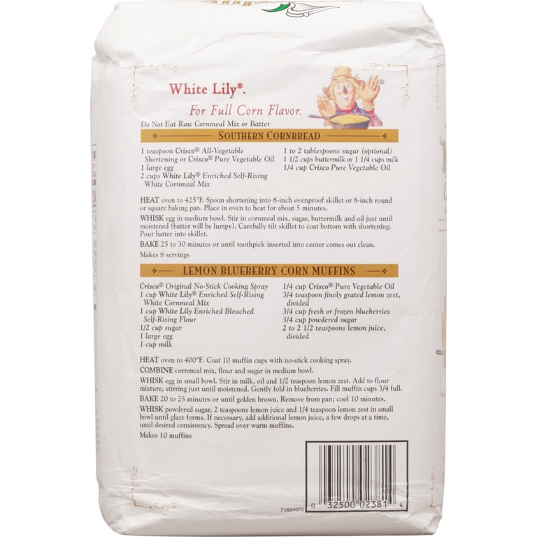 White Lily Self-Rising Enriched White Cornmeal Mix, 5 lb Bag