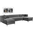 thumbnail image 3 of Pemberly Row Modern / Contemporary 3pc Velvet Sectional in Gray, 3 of 7