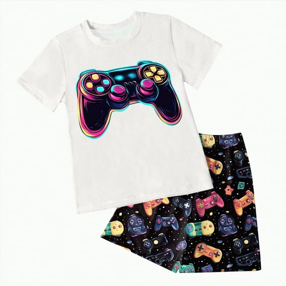 Toddler Boy Clothes Boys Summer Kids Cotton Elastic Printed Short Sleeved Beach 6M 12M 18M 24M 3T 4T Tee & Shorts Set Boys' Clothing Sets 2-Piece