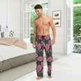 thumbnail image 2 of Men's Pajama Pants with Pockets Sleepwear Lounge Pants Stretch Casual Strawberry Hot Pink Black, 2 of 6