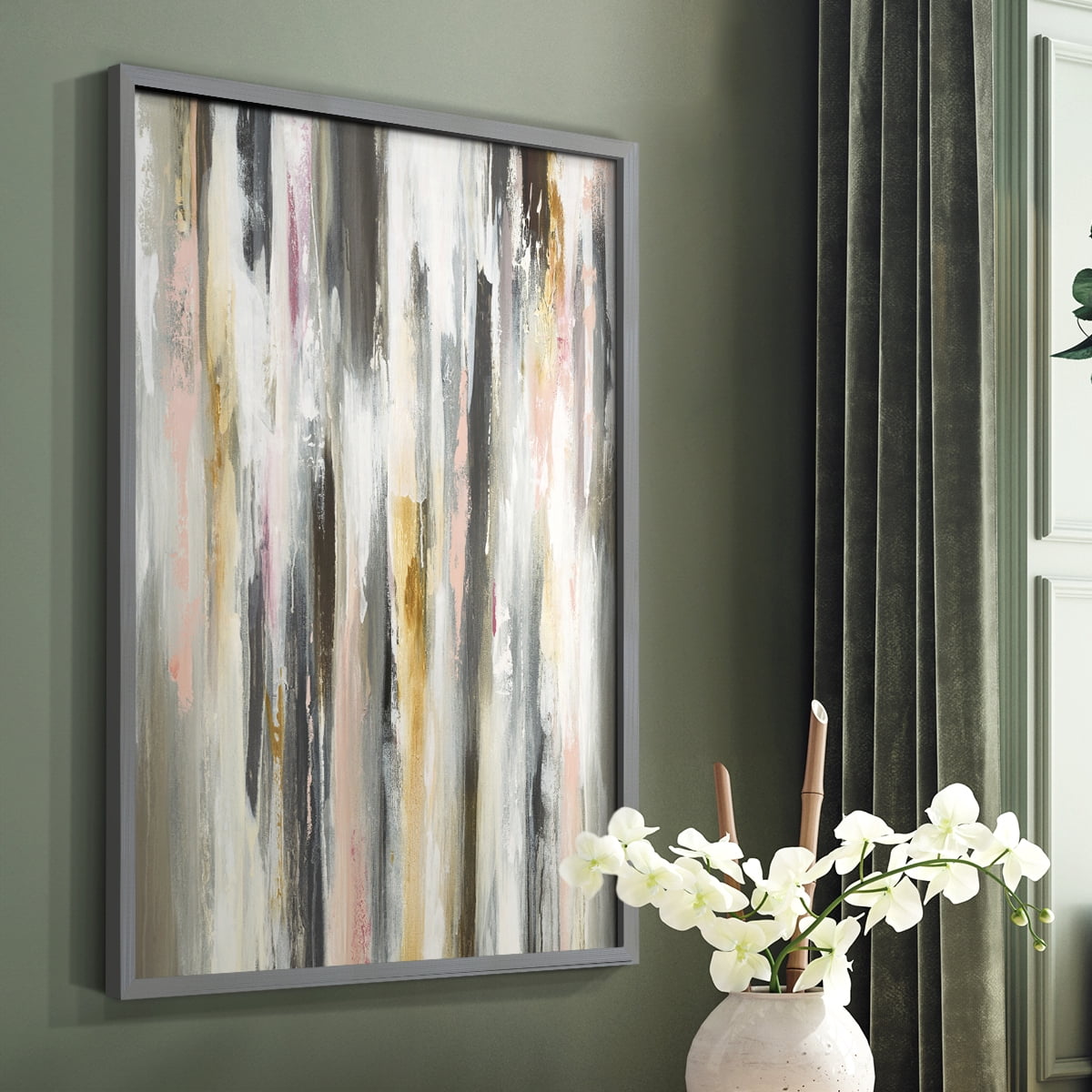 Color Ripple II Framed Print in Gray Solid Wood Framed Print No Nail Hanging
