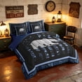 thumbnail image 2 of Manfei Jungle Bear Queen Bedding, Retro US Flag Bedding Comforter Set Queen, Blue Black Grey, Navy Reversible 7-Piece, 2 of 6