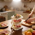 thumbnail image 5 of Three Tier Folding Food Preparation Rack, Stainless Steel Multi - Engaging / Interactivectional Storage Rack With Foldable & Space - Saving Design For Kitchen Countertop And Household Storage, 5 of 5