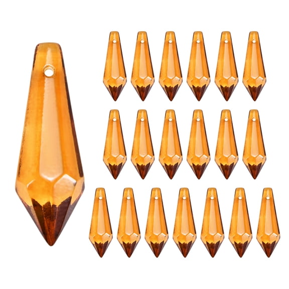 20-Pack Crystal Icicle Prisms, 34mm/1.34 Inch Hanging Crystals Chandelier Prisms for Home/Windows/Garden/DIY[Brown]