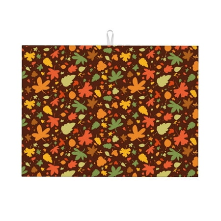 

Dish Drying Mat Autumn Leaves Highly Absorbent Microfiber Drying Mat Kitchen Counter or Sink Drawer Liner 18x24 Kitchen Drying Mat Coffee Mat Kitchen Essentials