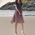 thumbnail image 3 of Efsteb Womens Summer Dresses V Neck Puff Short Sleeve Midi Dress Casual Lightweight Versatile Sun Dresses (Pink,L), 3 of 6
