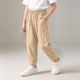 thumbnail image 5 of HAOTAGS Kids Printed Elastic Waistband With Pockets Loose Pants (5-15) Outdoor Casual Nylon Spandex Trousers Khaki Size 9, 5 of 10