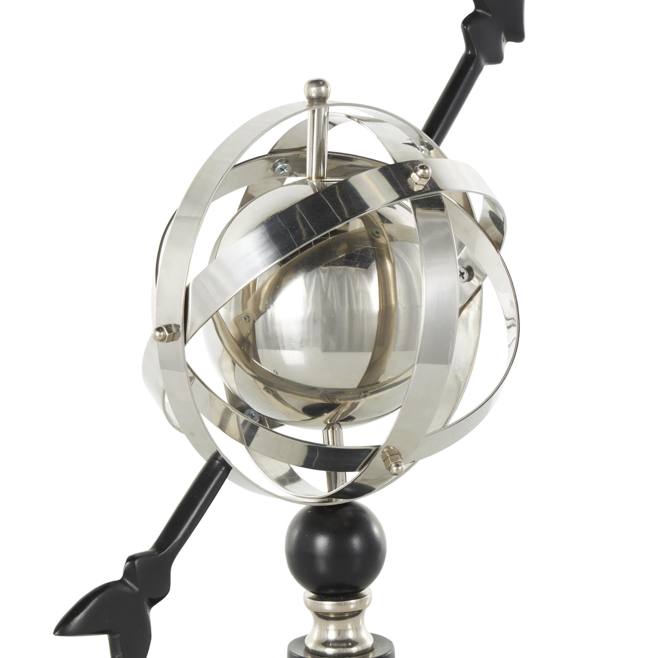 DecMode 12" Black Armillary Globe with Black Round Base