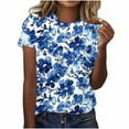 thumbnail image 2 of Fartey Short Sleeve Tops for Women 2025 Plus Size Summer Crewneck T Shirts Loose Fit Casual Blouses Vintage Floral Printed Tees Multicolor XXXXL, 2 of 5