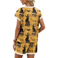 thumbnail image 5 of Halloween Outfits for Women 2 Piece Sets Spiderweb Ghost Short Sleeve Funny Blouses and Witch Hat Bat Wide Leg Spooky Shorts, M, 5 of 5